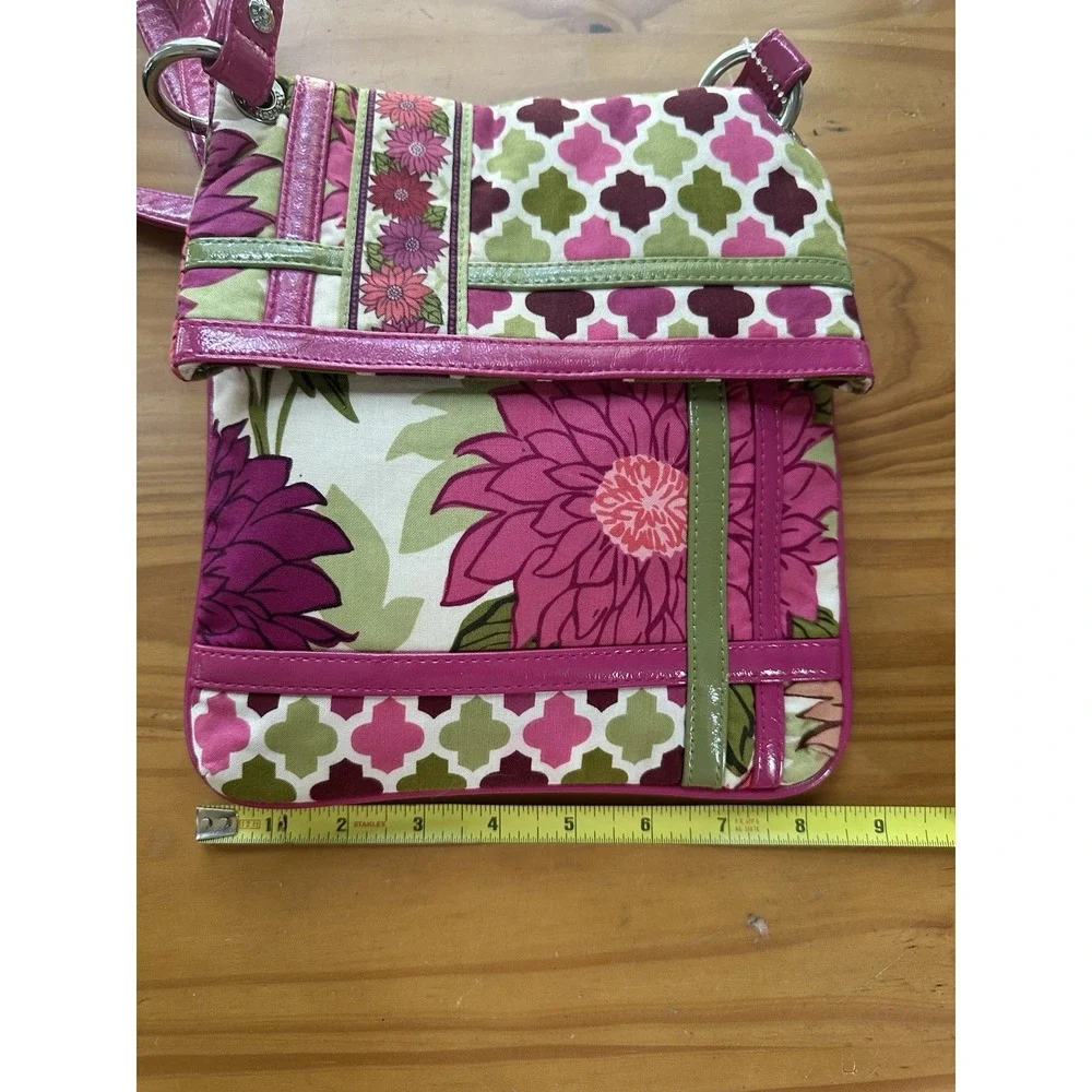 NEW Vera Bradley Flipster Small Pink Green Cross Body Bag Purse Hello Dahlia